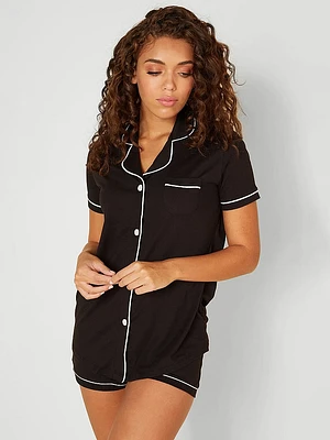 Bella Short-Sleeve Top & Boxer PJ Set
