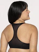 Sheer Mesh Front-Close Racerback T-Shirt Bra