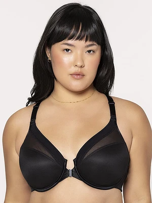 Sheer Mesh Front-Close Racerback T-Shirt Bra