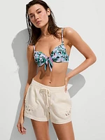 Beachwear Linen Lace-Trim Shorts