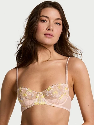 Wicked Unlined Boho Floral Embroidery Balconette Bra