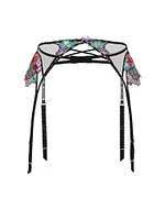 Dark Blossom Embroidery Garter Belt