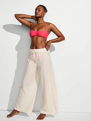 Beachwear Linen Lace-Trim Pants