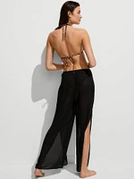 Beachwear Sheer Crinkle Wide-Leg Pants