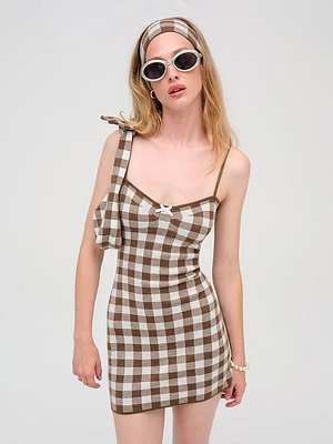 Gingham Knit Mini Dress
