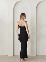 Soft Rib Straight Neck Maxi Dress