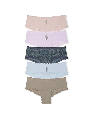 7-Pack Lace-Trim Cotton Cheeky Panties