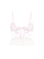 Peony Embroidery Flounce Bra Top