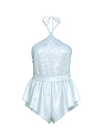 Tease Butterfly Satin Halter Flutter Romper
