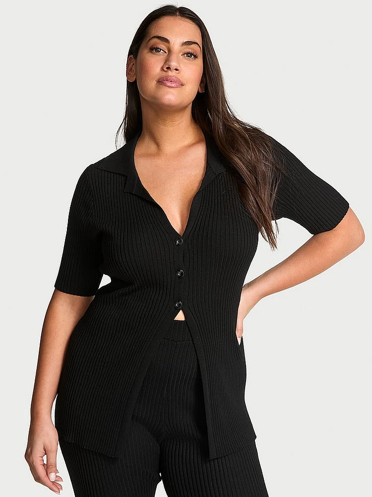 Luxe Ribbed Knit Flyaway Cardigan