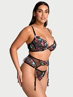 Dark Blossom Embroidery Garter Belt