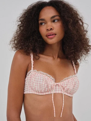 Petal Pink Gingham Underwire Bra