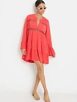 Short V-neck Ruffle Dress