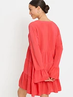 Short V-neck Ruffle Dress