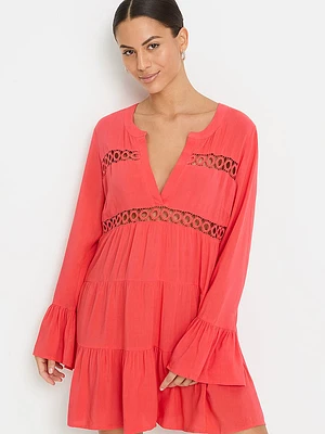 Short V-neck Ruffle Dress