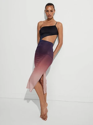 Siren Sunset Ombré One-Shoulder Cut-Out Dress