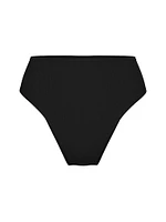 Two-Tone Rib High-Waist Cheeky Bikini Bottom