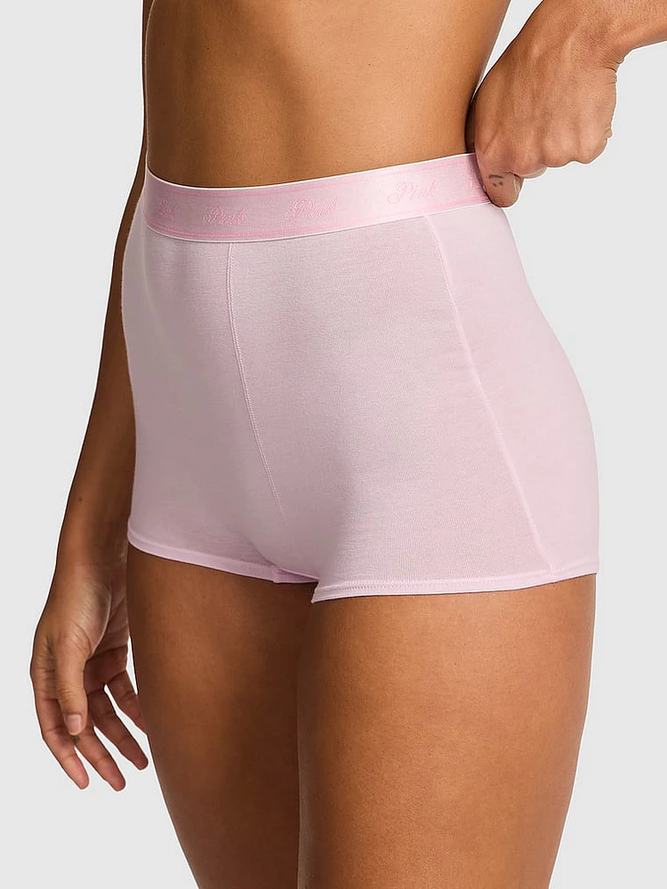 Logo Cotton Shimmer High-Waist Boyshort Panty