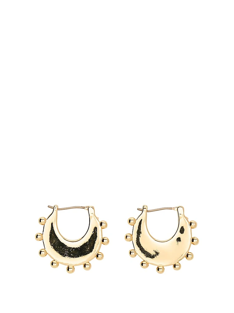 Small Gold Beaded Ball Hoop Earrings