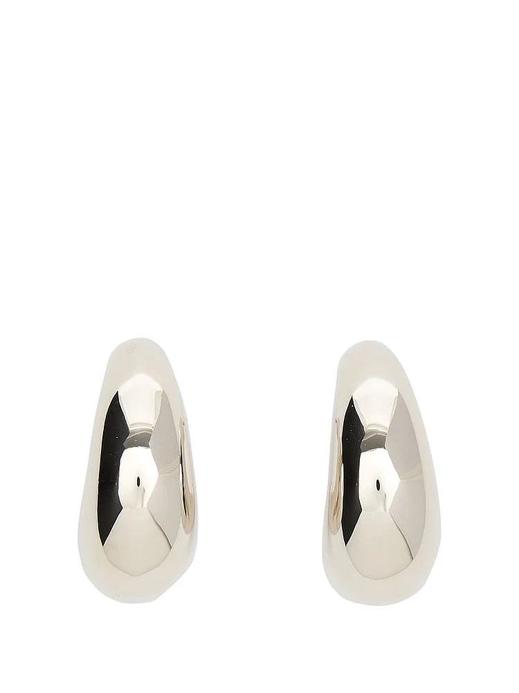 Medium Silver Chubby Hoop Earrings