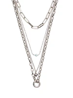 Silver 4-Piece Layered Necklace Set