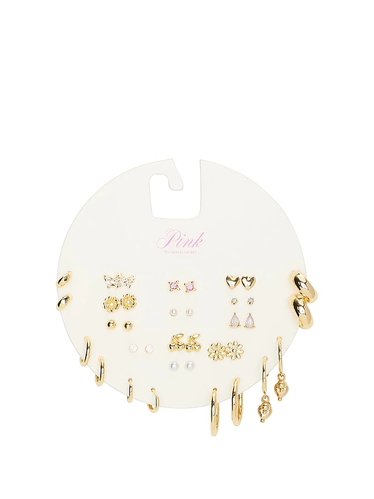 Gold 18-Pack Stud & Hoop Earring Set