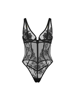 Rose Lace Plunge Teddy