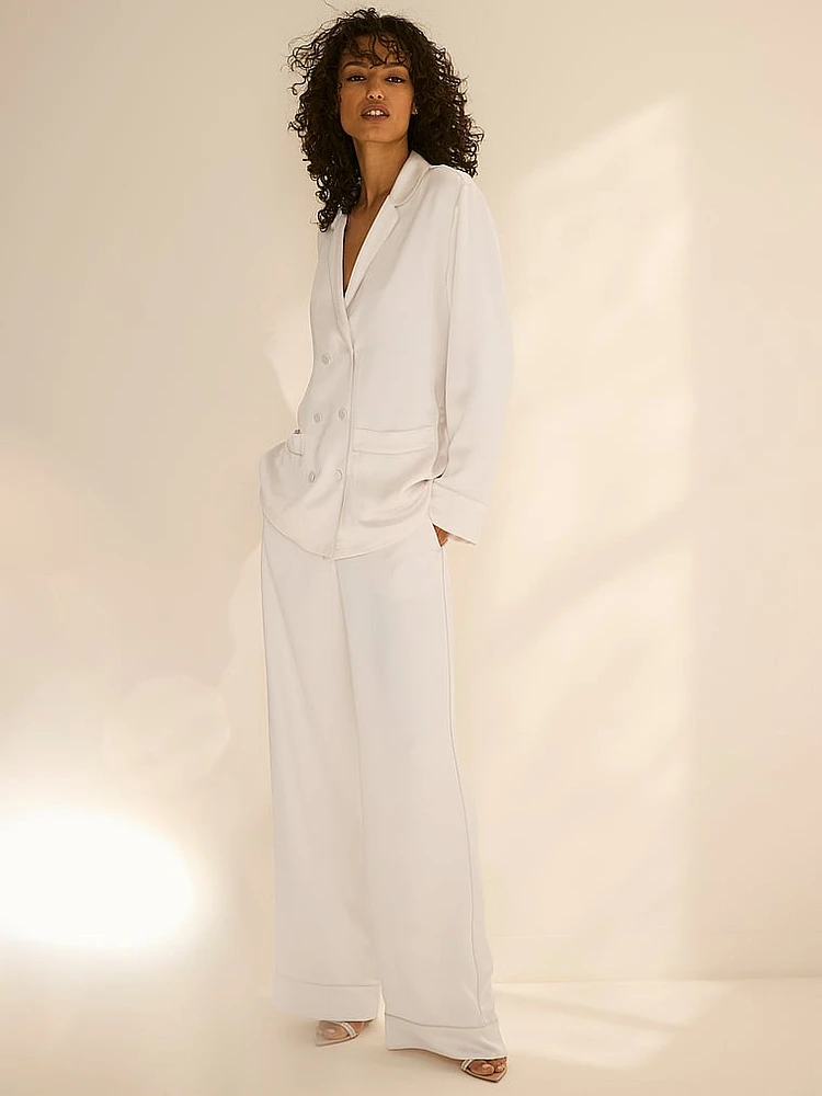 Luxe Satin Double-Breasted Long Pajama Set