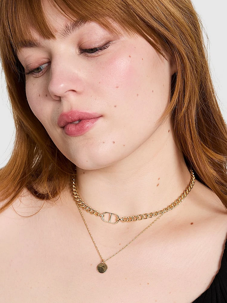 Gold 2-Piece Layered Necklace Set