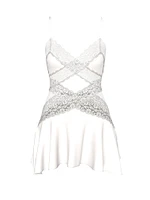Dare to Dream Lace & Satin Flounce Slip Dress