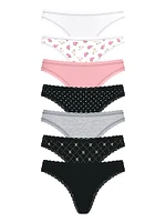 7-Pack Days of the Week Lace-Trim Thong Panties