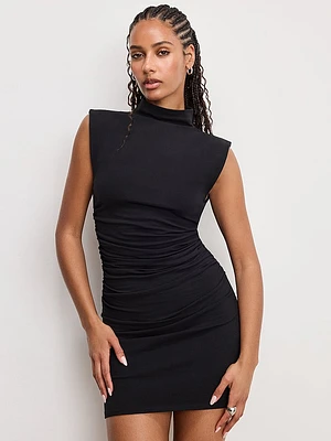 Super Stretch Jersey Mock Neck Mini Dress