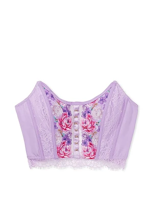 Floral Embroidery Strapless Corset Top