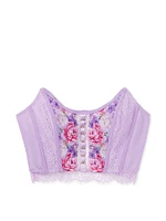 Floral Embroidery Strapless Corset Top