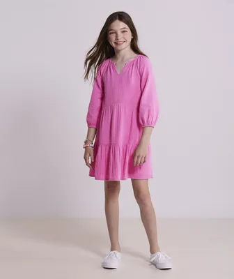 Girls' Tiered Seastitch Double Gauze Dress