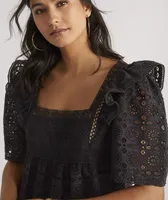 Eyelet Ruffle Top