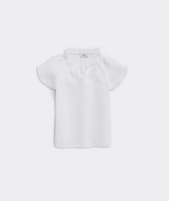 Girls' Seastitch Gauze Ruffle Top