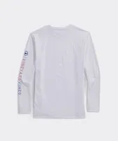 Americana Striped Text Long-Sleeve Harbor Performance Tee
