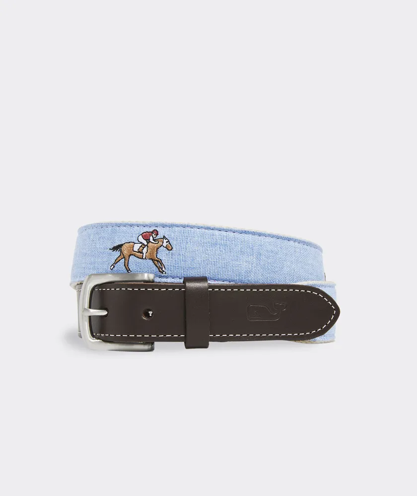 Kentucky Derby Run for the Roses Embroidered Canvas Club Belt
