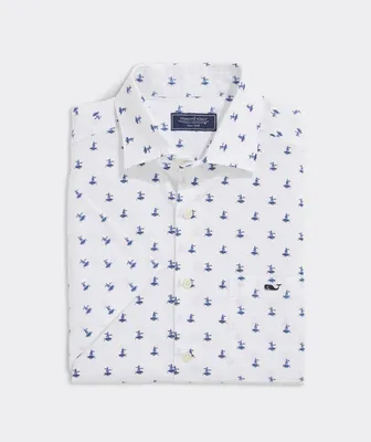 Sailboat Micro Printed Short Sleeve Shirt
