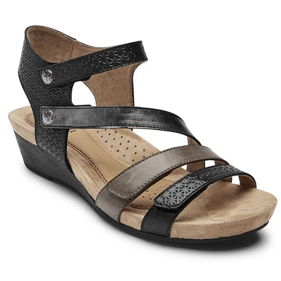 Hollywood 4-Strap Black Sandal