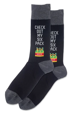 Hotsox Men's Check Out My Six Pack Crew Socks