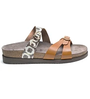 Hannel Copacabana Camel Waxy Leather Slide Sandal