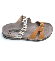 Hannel Copacabana Camel Waxy Leather Slide Sandal