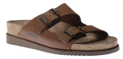 Harmony Brown Nubuck Leather Slide Sandal