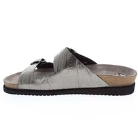 Harmony Metallic Grey Leather Crinkle Slide Sandal