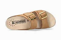 Hester Camel Brown Scratch Gold Buckle Slide Sandal