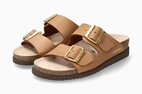 Hester Camel Brown Scratch Gold Buckle Slide Sandal