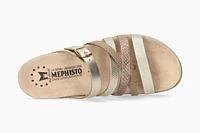 Huleda Gold Leather Multi Strap Slide Sandal