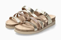 Huleda Gold Leather Multi Strap Slide Sandal